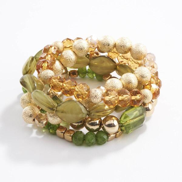 Ashley Cooper&#40;tm&#41; 5pc. Faceted & Round Bead Stretch Bracelets - image 