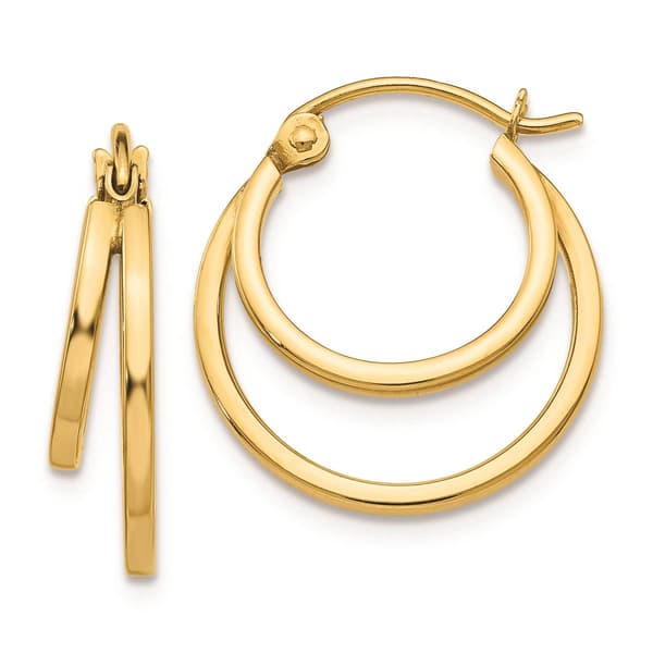 Gold Classics&#40;tm&#41; 14kt. Double Hoop 17mm Earrings - image 