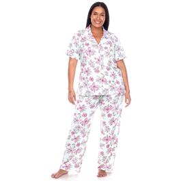 Plus Size White Mark 2pc. Floral Leopard Pajama Set