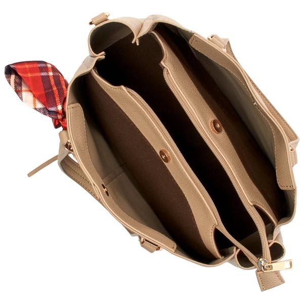 DS Fashion Triple Compartment Satchel w/ Bow Scarf