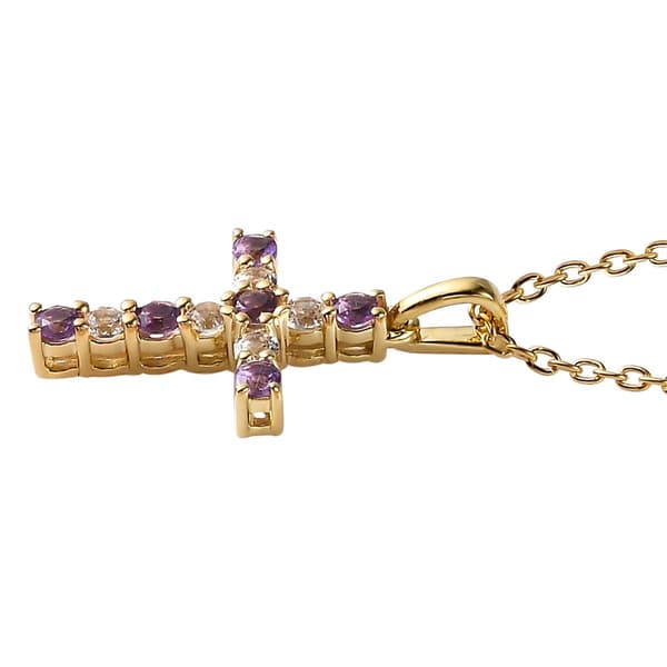 Gemstone Classics™ Amethyst & Created Sapphire Cross Pendant