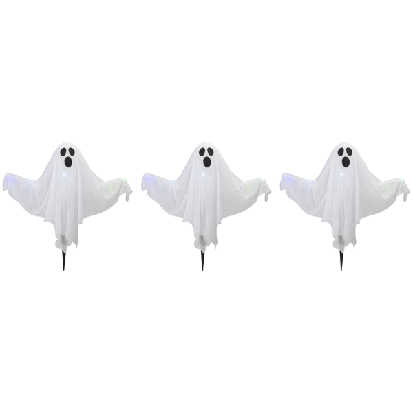 Northlight LED Ghost Halloween Lawn Stakes - Set of 3 - image 