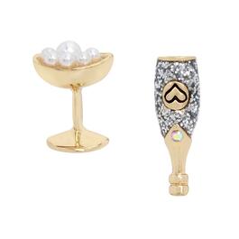 Betsey Johnson Champagne & Pearl Bubbly Glass Stud Earrings