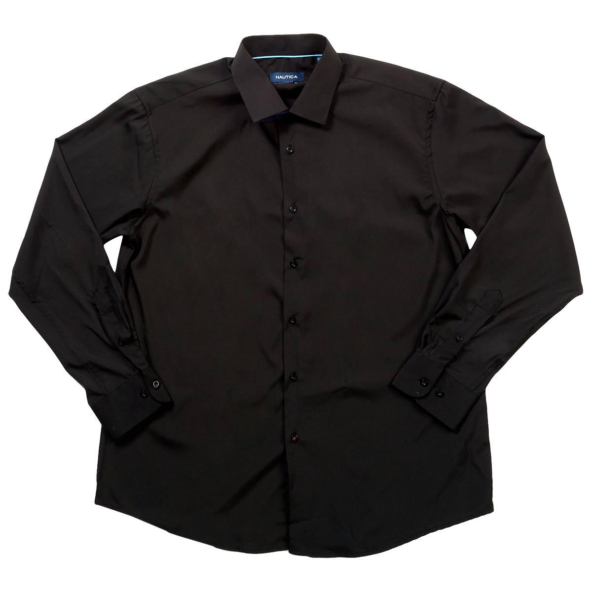Mens Nautica Regular Fit Stretch Dress Shirt - Black