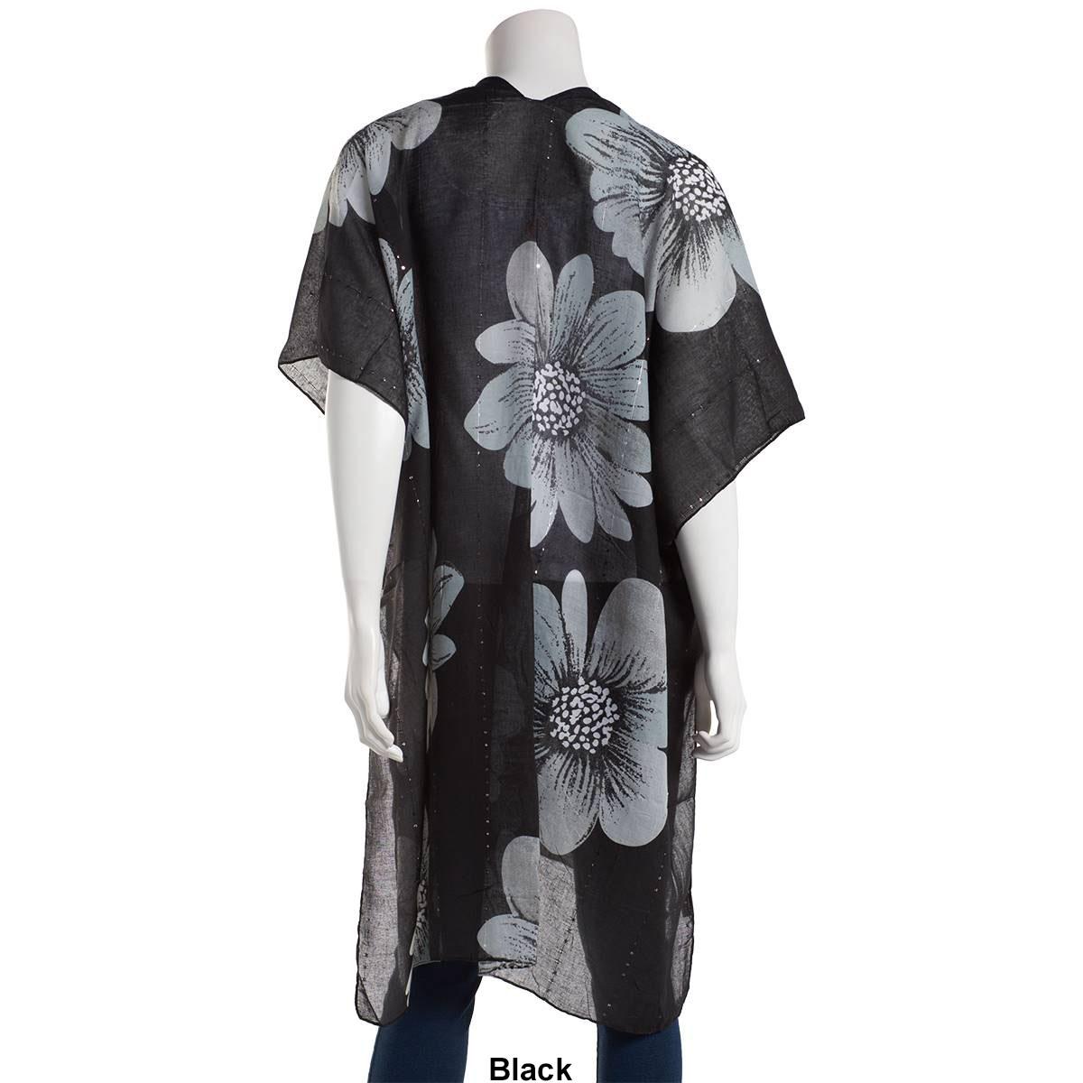 Womens Jessica McClintock Allover Floral Sequin Kimono