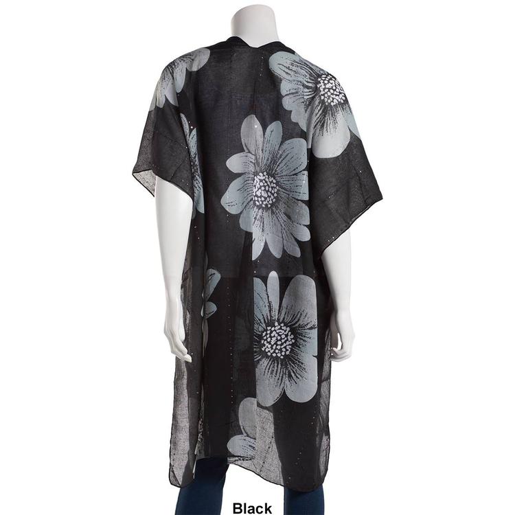 Womens Jessica McClintock Allover Floral Sequin Kimono