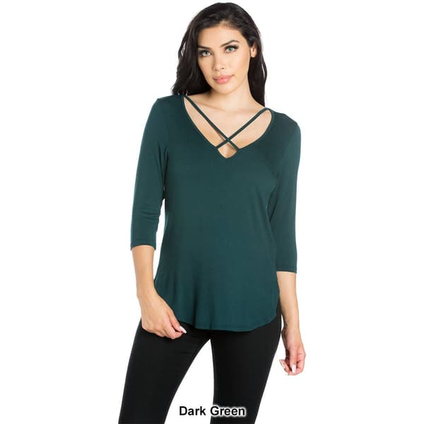 Womens 24/7 Comfort Apparel Criss Cross Neck Tee