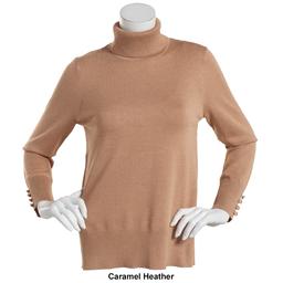 Plus Size Retrology Long Button Sleeve Turtleneck Sweater