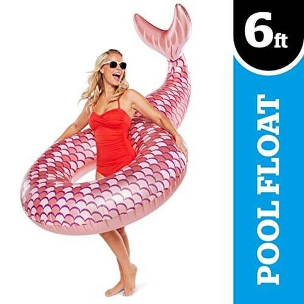 Big Mouth Rose Gold Mermaid Tail Pool Float
