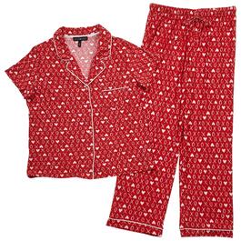 Juniors Derek Heart Short Sleeve Xoxo Heart Notch Pajama Set