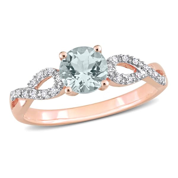 Gemstone Classics&#40;tm&#41; 10kt. Rose Gold Aquamarine Ring - image 