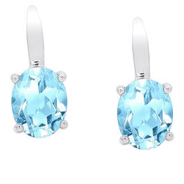Sterling Silver & Blue Topaz Oval Drop Earrings