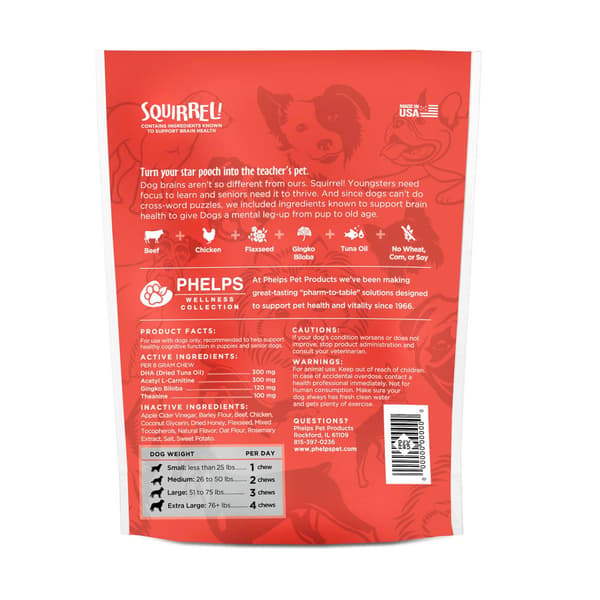 Phelps Wellness 3pk. Squirrel Attention Focusing Dog Treats