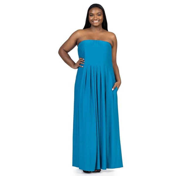 Plus Size 24/7 Comfort Apparel A-Line Strapless Maxi Dress - image 