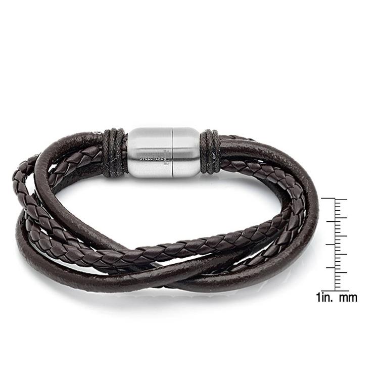 Mens Genuine Leather Bracelet in Brown