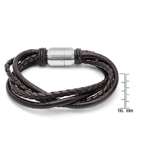 Mens Genuine Leather Bracelet in Brown