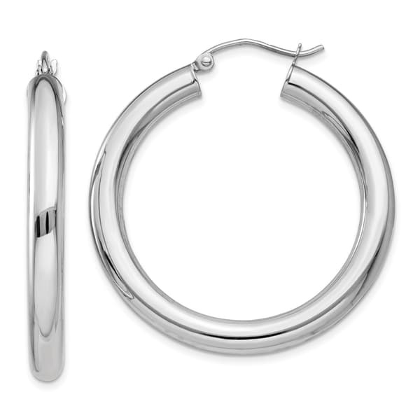 Gold Classics(tm) 14kt. White Gold 35mm Hoop Earrings - image 