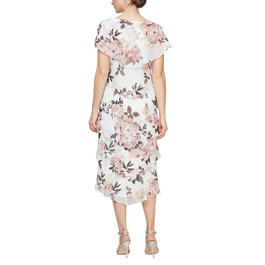 Womens SLNY Knee Length Floral Tier Dress