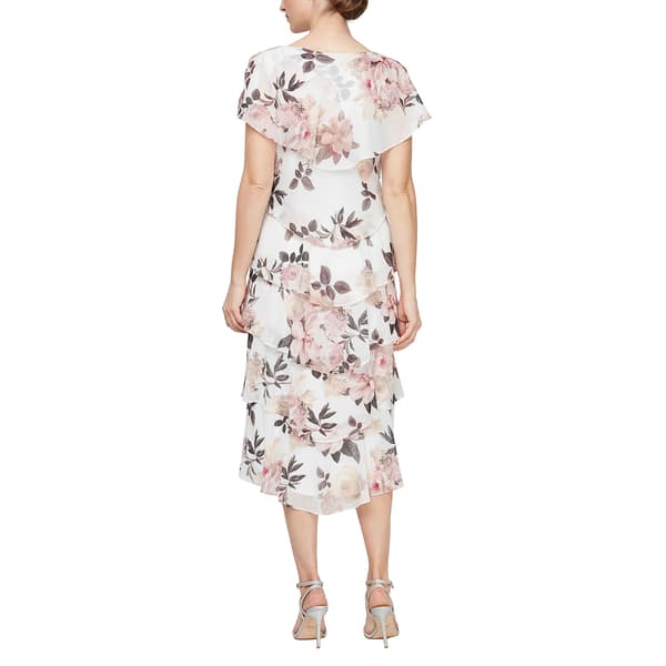 Womens SLNY Knee Length Floral Tier Dress