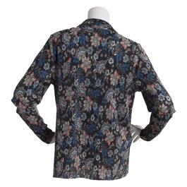 Petite Zac & Rachel Long Sleeve Floral Pleat Button Front Shirt