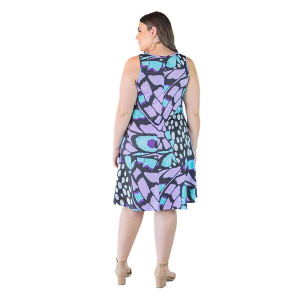 Plus Size 24/7 Comfort Apparel Butterfly Print Tank Dress