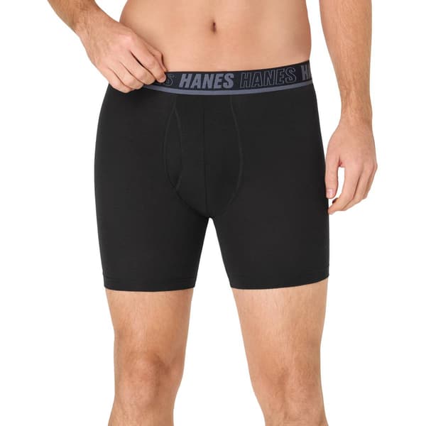 Mens Hanes Ultimate(R) Moves Cotton Stretch Boxer Briefs - Black