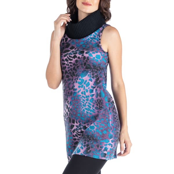 Womens 24/7 Comfort Apparel Animal Print Turtleneck Tunic