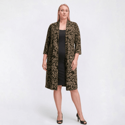 Plus Size Connected Apparel 3/4 Sleeve Scroll Jacket Dress