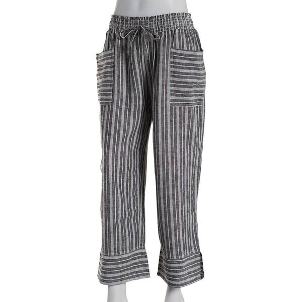Plus Size Napa Valley 23in. Pull On Stripe Linen Capri Pants - image 