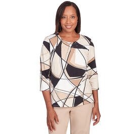 Womens Alfred Dunner Neutral Territory Abstract Patchwork Tee