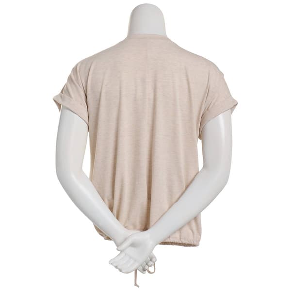 Plus Size Tru Self Short Roll Cuff Sleeve Bubble Hem Paris Blouse