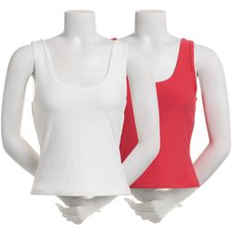 Juniors Pink Rose 2pk. Jersey Double Lined Scoop Neck Tanks