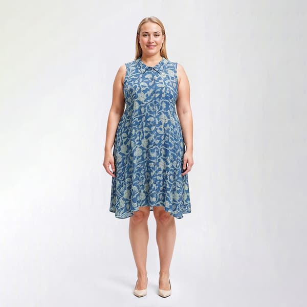 Plus Size Mlle Gabrielle Sleeveless Abstract Gauze Shirtdress