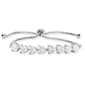 Silver Plated CZ Heart Link Adjustable Bracelet - image 1