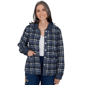 Petite Alfred Dunner Tuscany Denim Trim Plaid Eyelash Jacket - image 1