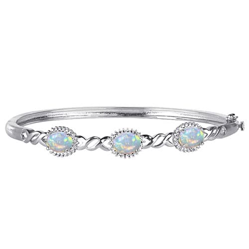 Gianni Argento Silver & Lab Created Opal Infinity Bangle Bracelet - image 