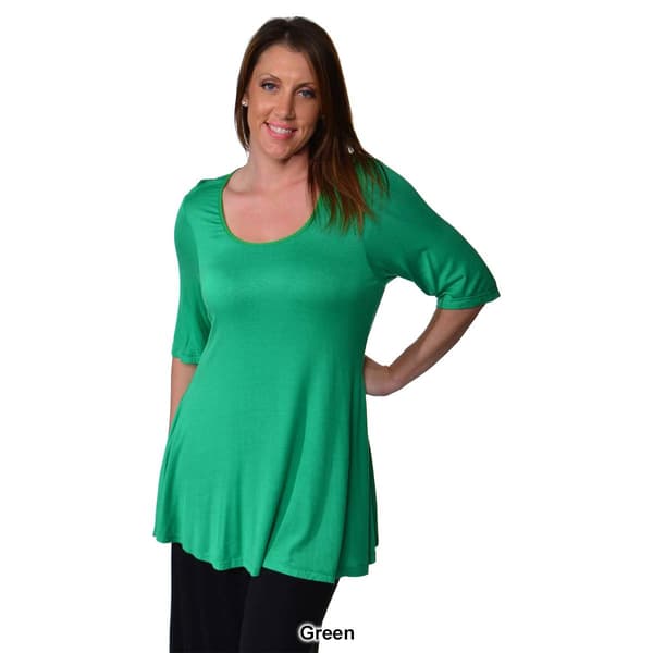 Plus Size 24/7 Comfort Apparel Elbow Sleeve Tunic