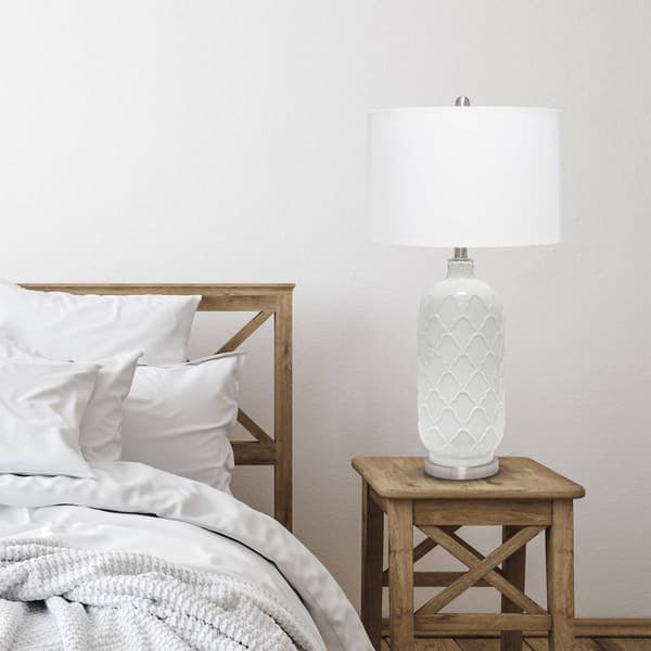 Lalia Home Classix Argyle Classic White Table Lamp w/Fabric Shade
