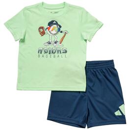 Toddler Boy adidas&#40;R&#41; Short Sleeve Baseball Tee & Shorts Set