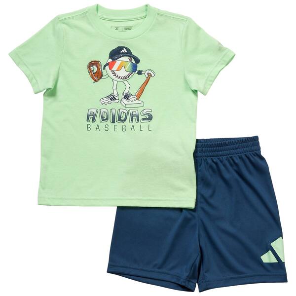 Toddler Boy adidas&#40;R&#41; Short Sleeve Baseball Tee & Shorts Set - image 