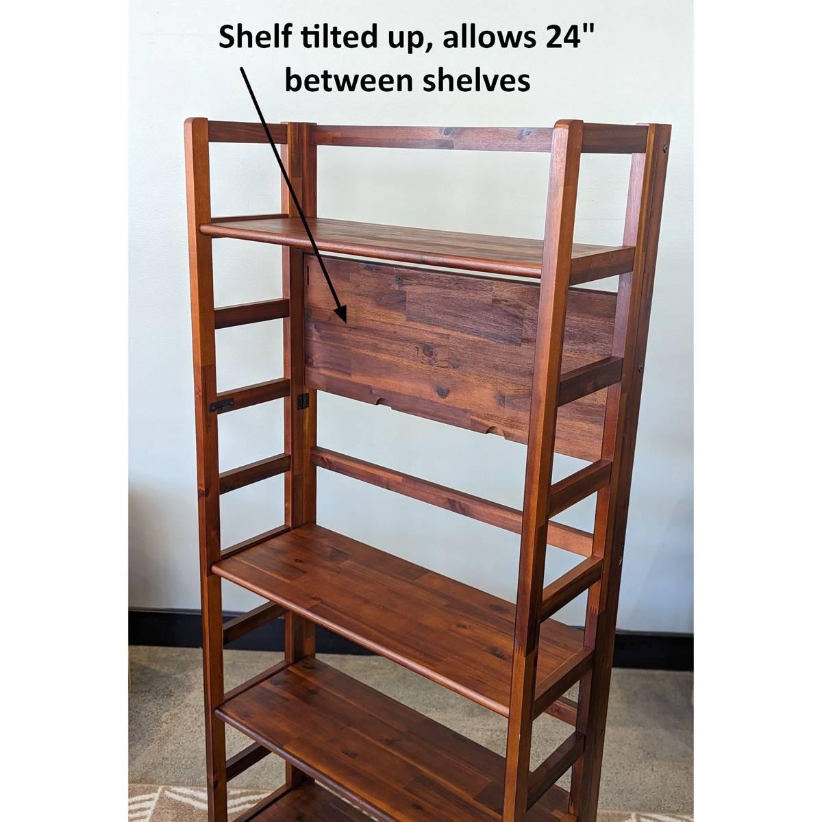 Casual Contemporary Living Solid Acacia 5 Tier Folding Bookcase