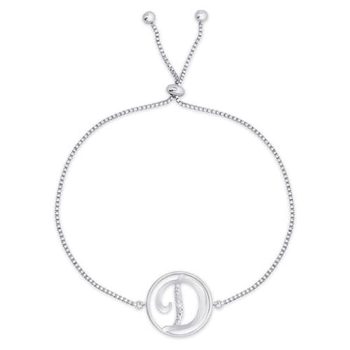 Accents by Gianni Argento Diamond Plated Initial D Adj. Bracelet - image 