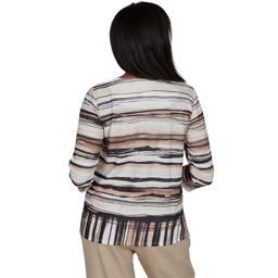 Petite Alfred Dunner Travel Advisory Scratched Stripe Blouse