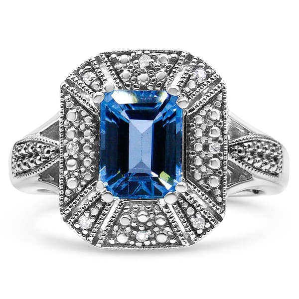 Haus of Brilliance Sterling Silver Blue Topaz Ring - image 