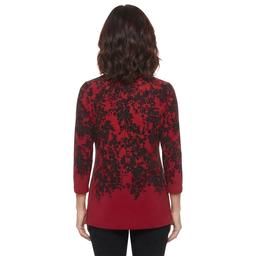 Womens Kasper 3/4 Sleeve Hardware Leaf Keyhole Blouse