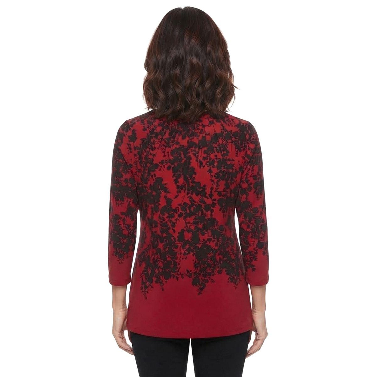 Womens Kasper 3/4 Sleeve Hardware Leaf Keyhole Blouse