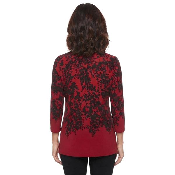 Womens Kasper 3/4 Sleeve Hardware Leaf Keyhole Blouse