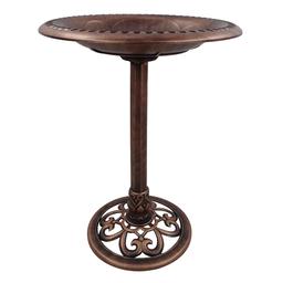 Alpine Bronze Pedestal Birdbath w/ Scrollwork Base
