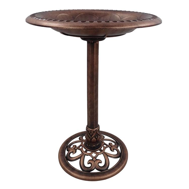 Alpine Bronze Pedestal Birdbath w/ Scrollwork Base