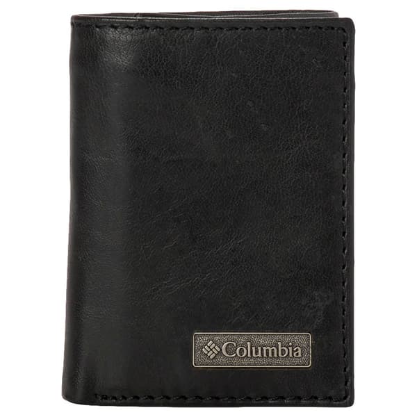 Mens Columbia Leather Trifold Zipper Wallet - image 